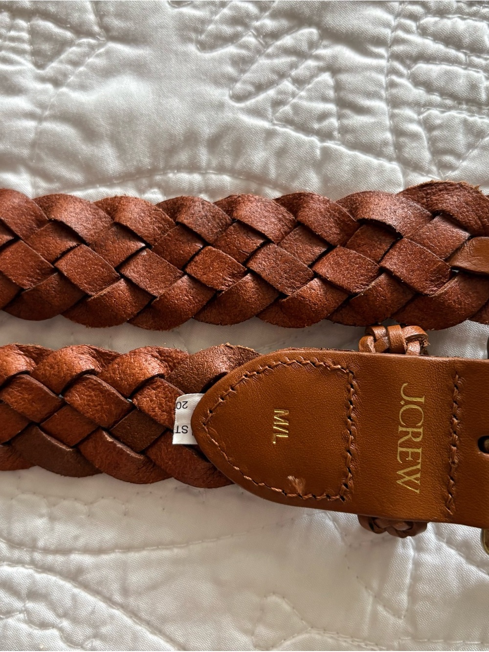 J. Crew Woven Leather Belt in Tan with Brass Buckle - Picture 7 of 7